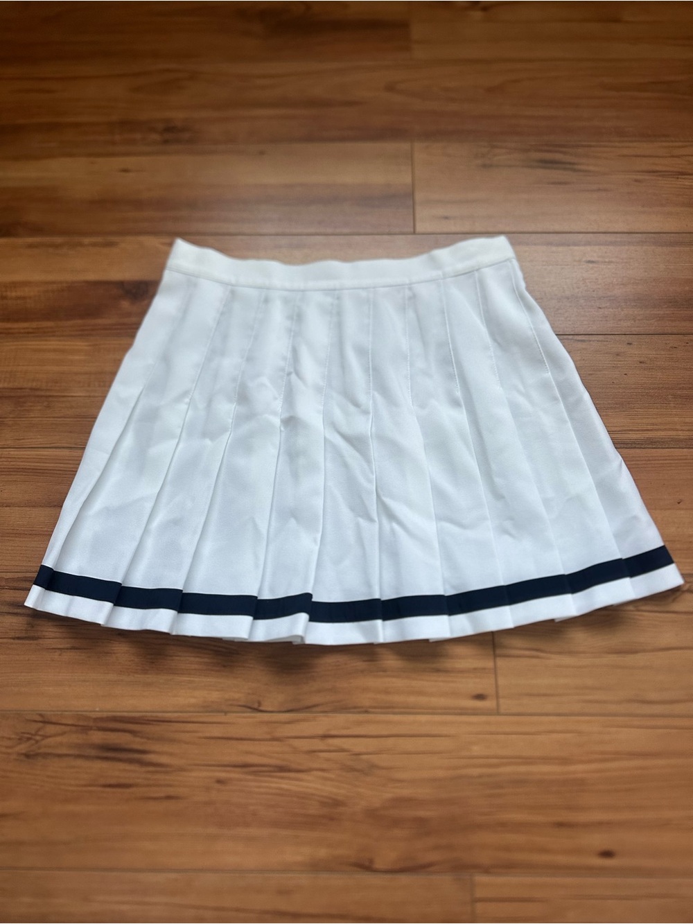 Vintage TAIL white pleated tennis skirt navy stripe Size 12